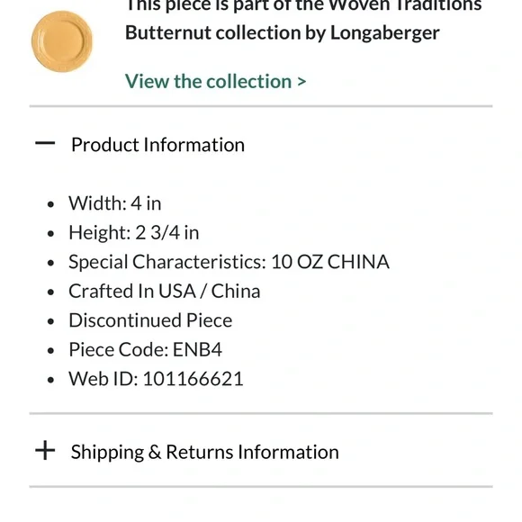 Longaberger Woven Traditions Butternut 4” Entertaining Bowl - Picture 6 of 6